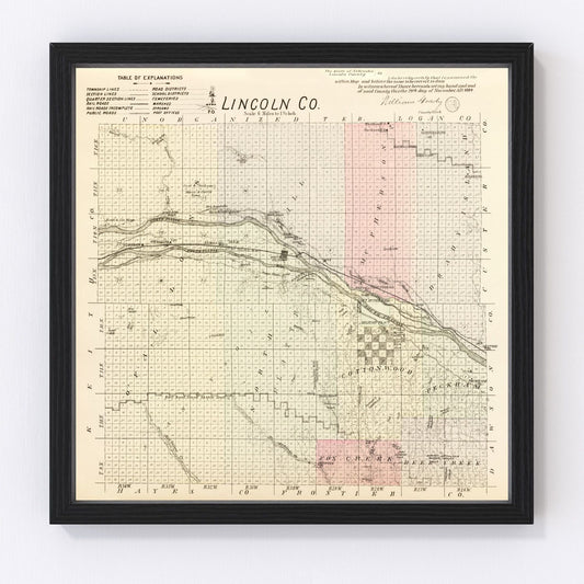 Vintage map of Lincoln County, Nebraska, 1885