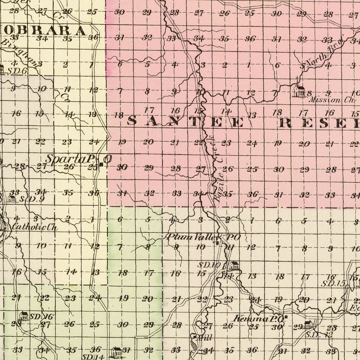 Vintage Map of Knox County, Nebraska, 1885