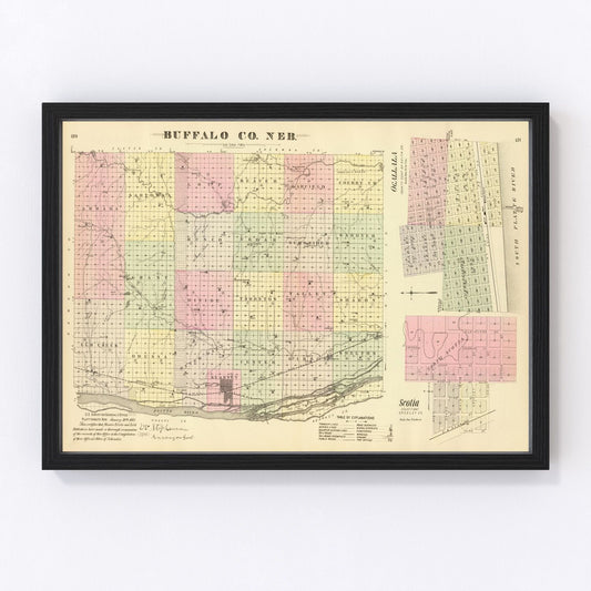 Vintage map of Buffalo County, Nebraska, 1885