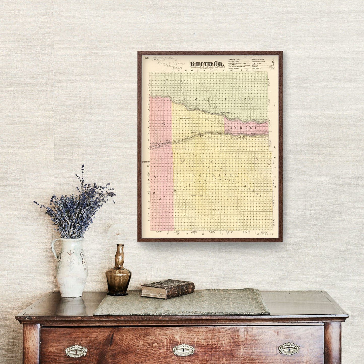 Vintage Map of Keith County, Nebraska, 1885
