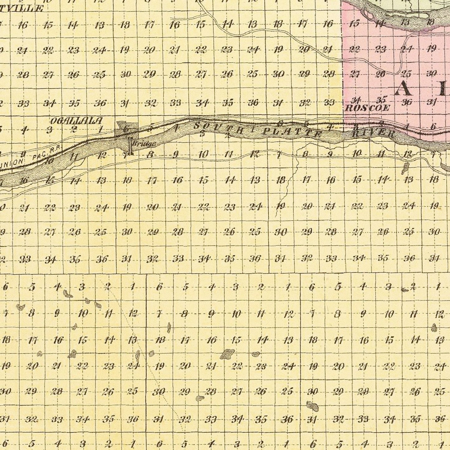 Vintage Map of Keith County, Nebraska, 1885