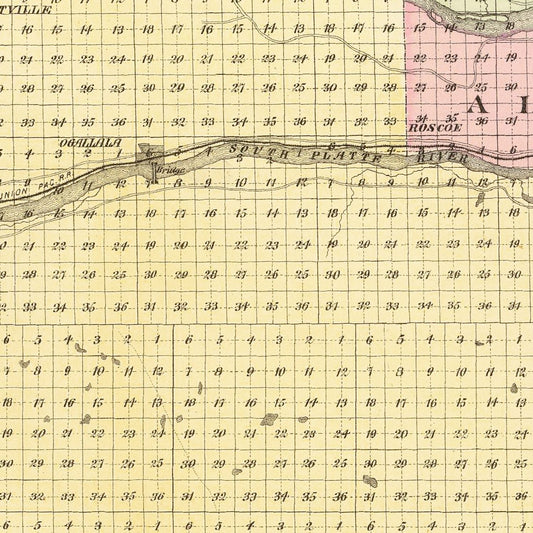 Vintage Map of Keith County, Nebraska, 1885