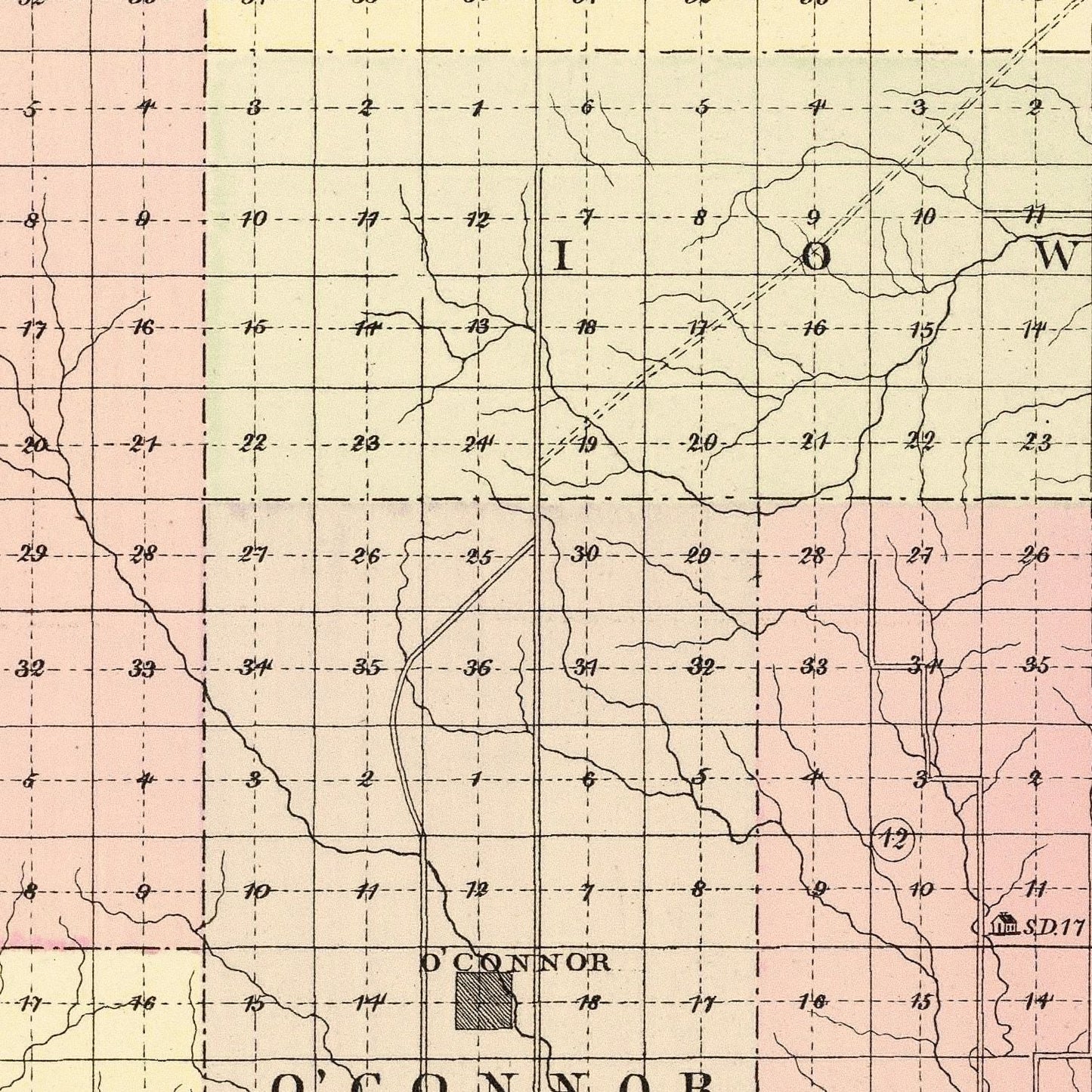 Vintage Map of Greeley County, Nebraska, 1885