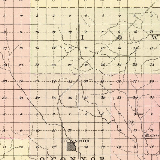 Vintage Map of Greeley County, Nebraska, 1885