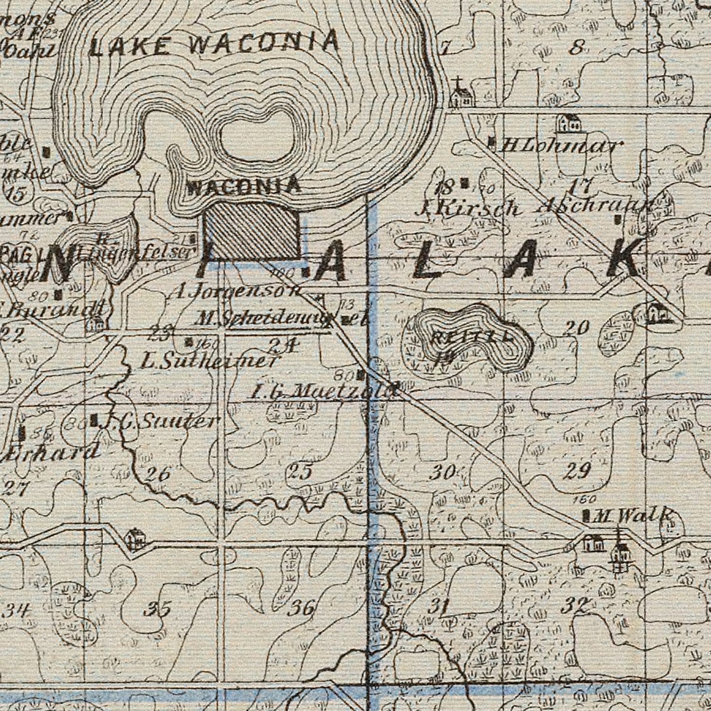 Vintage Map of Carver County, Minnesota, 1874