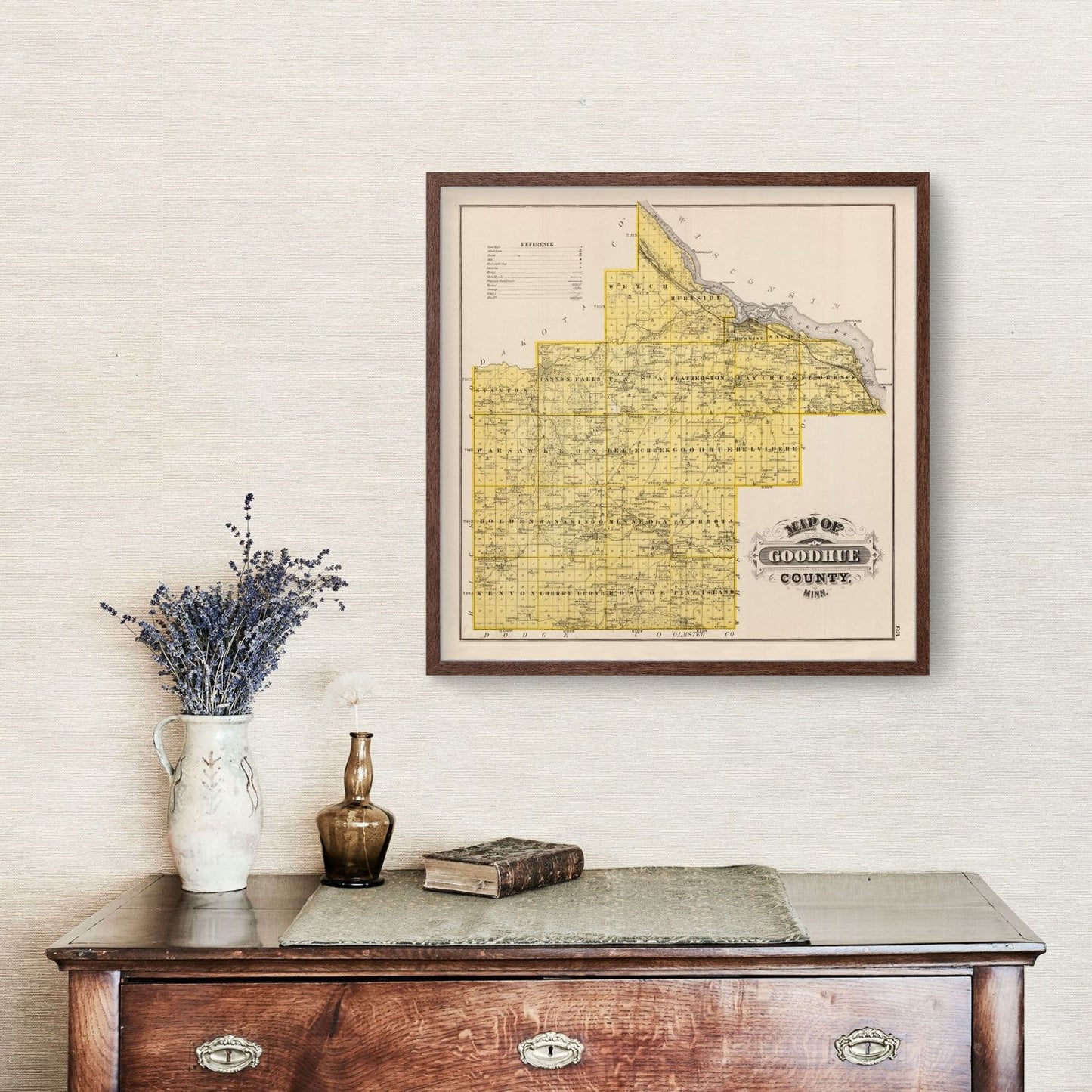 Vintage Map of Goodhue County, Minnesota, 1874