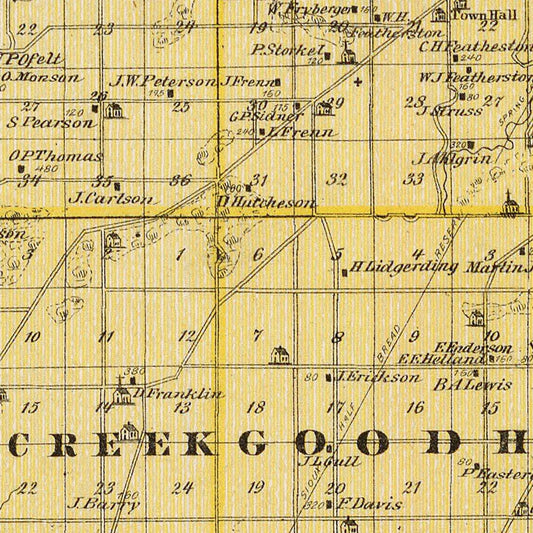 Vintage Map of Goodhue County, Minnesota, 1874