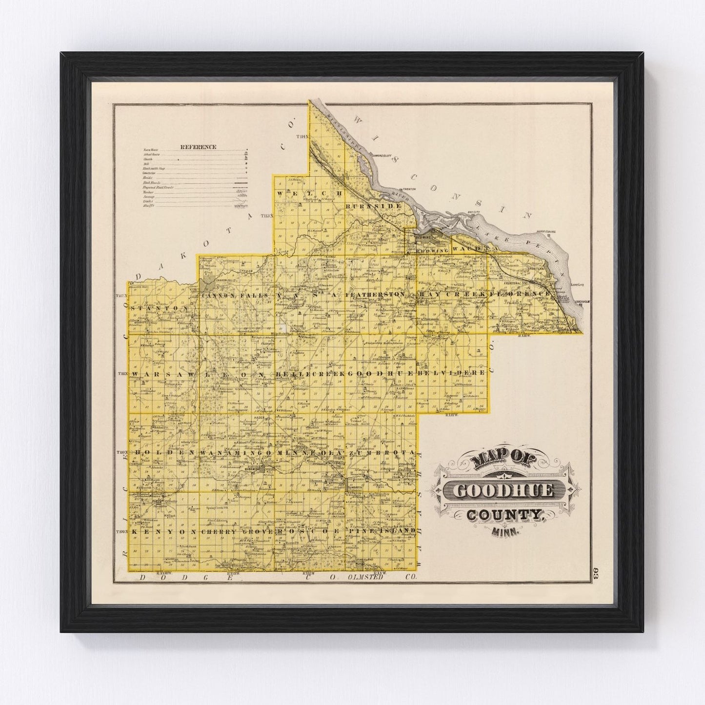 Vintage map of Goodhue County, Minnesota, 1874