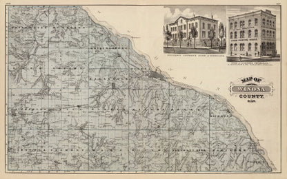 Vintage Map of Winona County, Minnesota 1874 Edition A