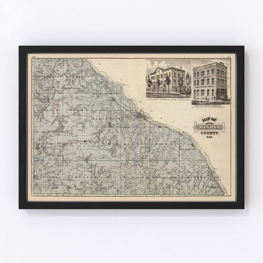 Vintage map of Winona County, Minnesota, 1874, digitally restored