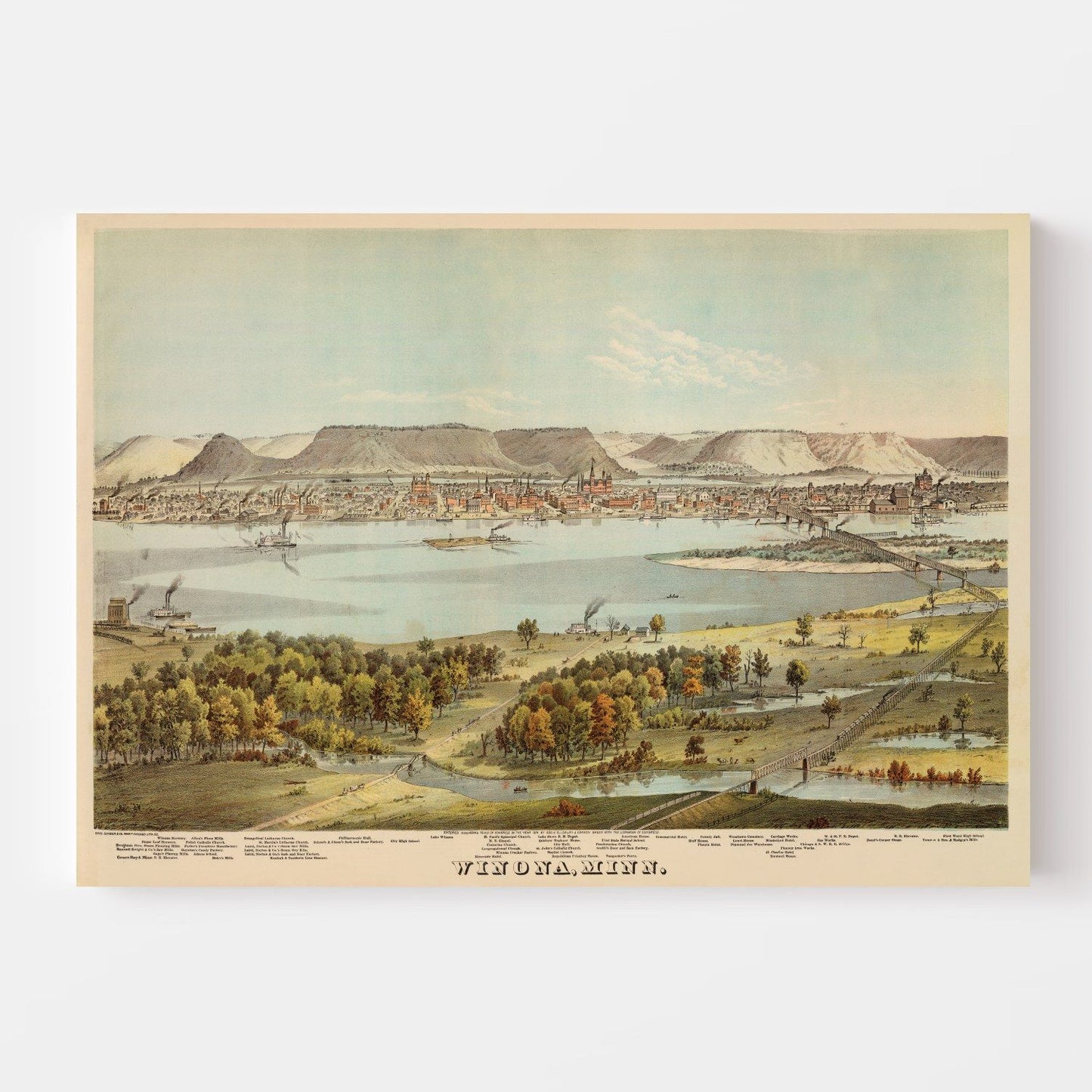 Vintage Map of Winona County, Minnesota 1874 Edition B