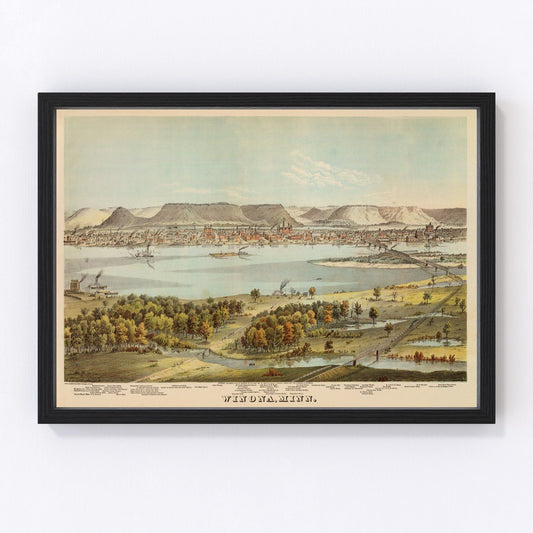 Vintage map of Winona County, Minnesota, 1874, digitally restored wall art
