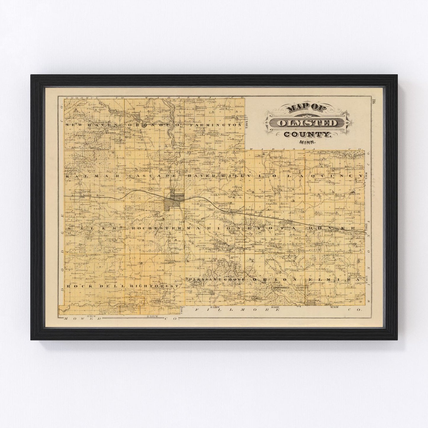 Vintage map of Olmsted County, Minnesota, 1874