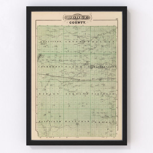 Vintage map of Dodge County, Minnesota, 1874