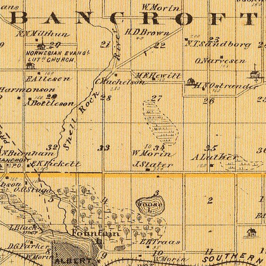 Vintage Map of Freeborn County, Minnesota, 1874