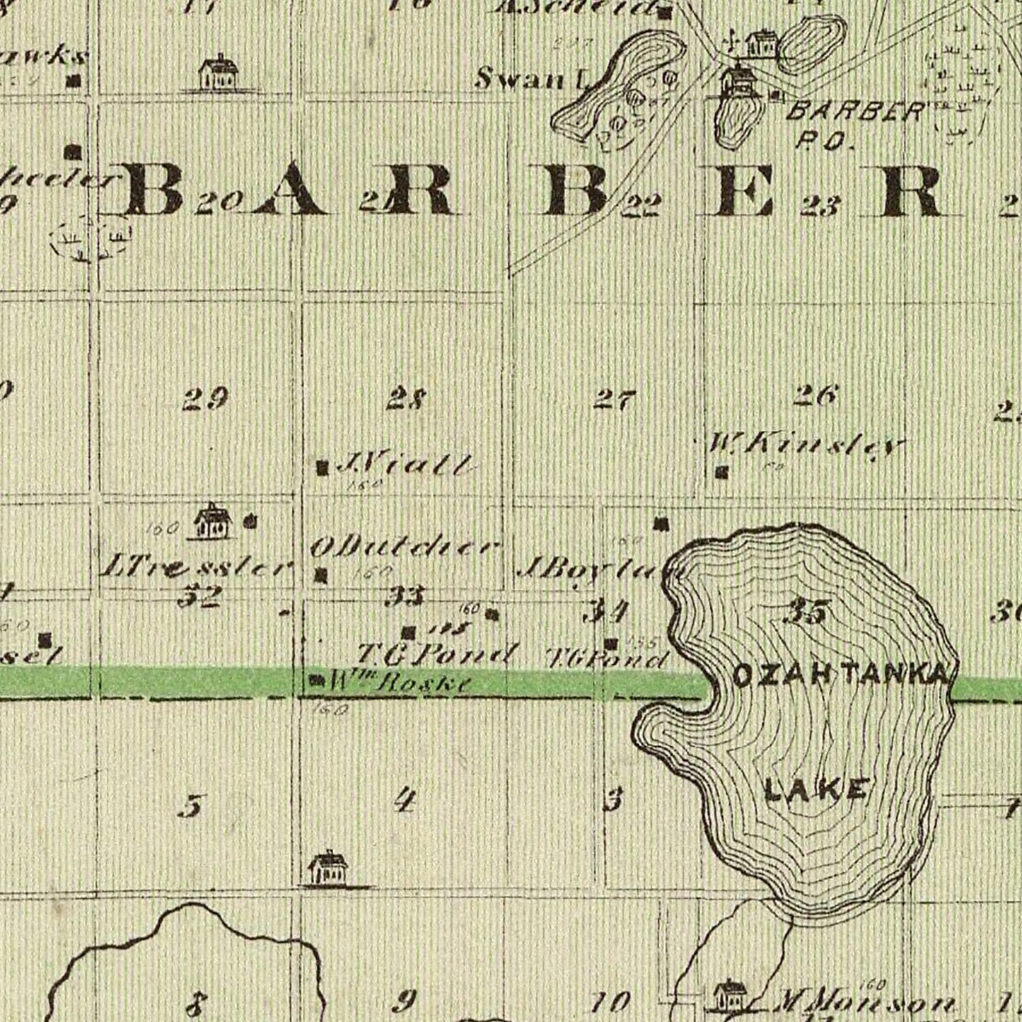 Vintage Map of Faribault County, Minnesota, 1874
