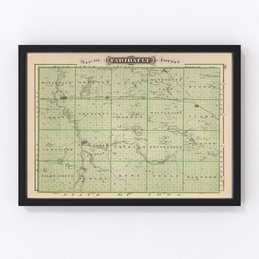 vintage map of Faribault County, Minnesota, 1874