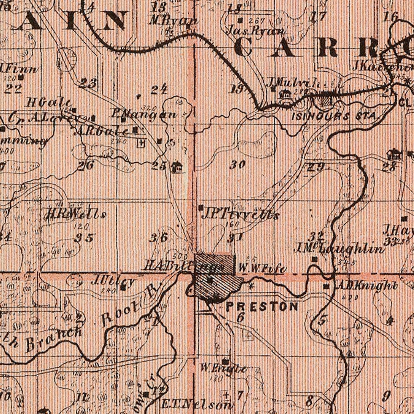 Vintage Map of Fillmore County, Minnesota, 1874