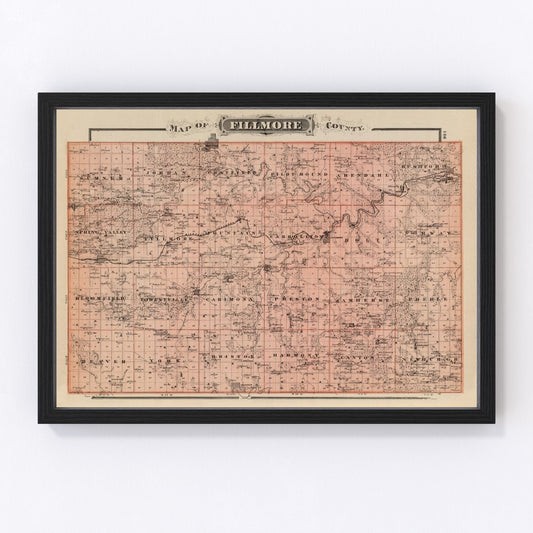 vintage map of Fillmore County, Minnesota, 1874