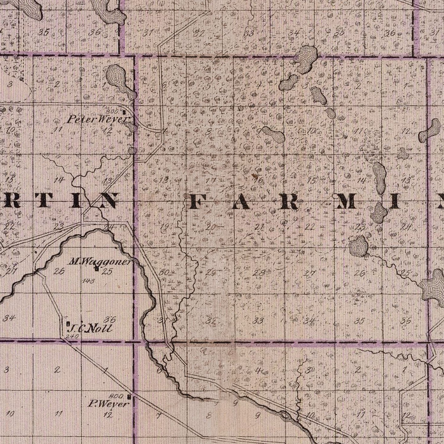 Vintage Map of Stearns County, Minnesota, 1874