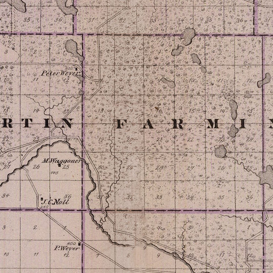 Vintage Map of Stearns County, Minnesota, 1874