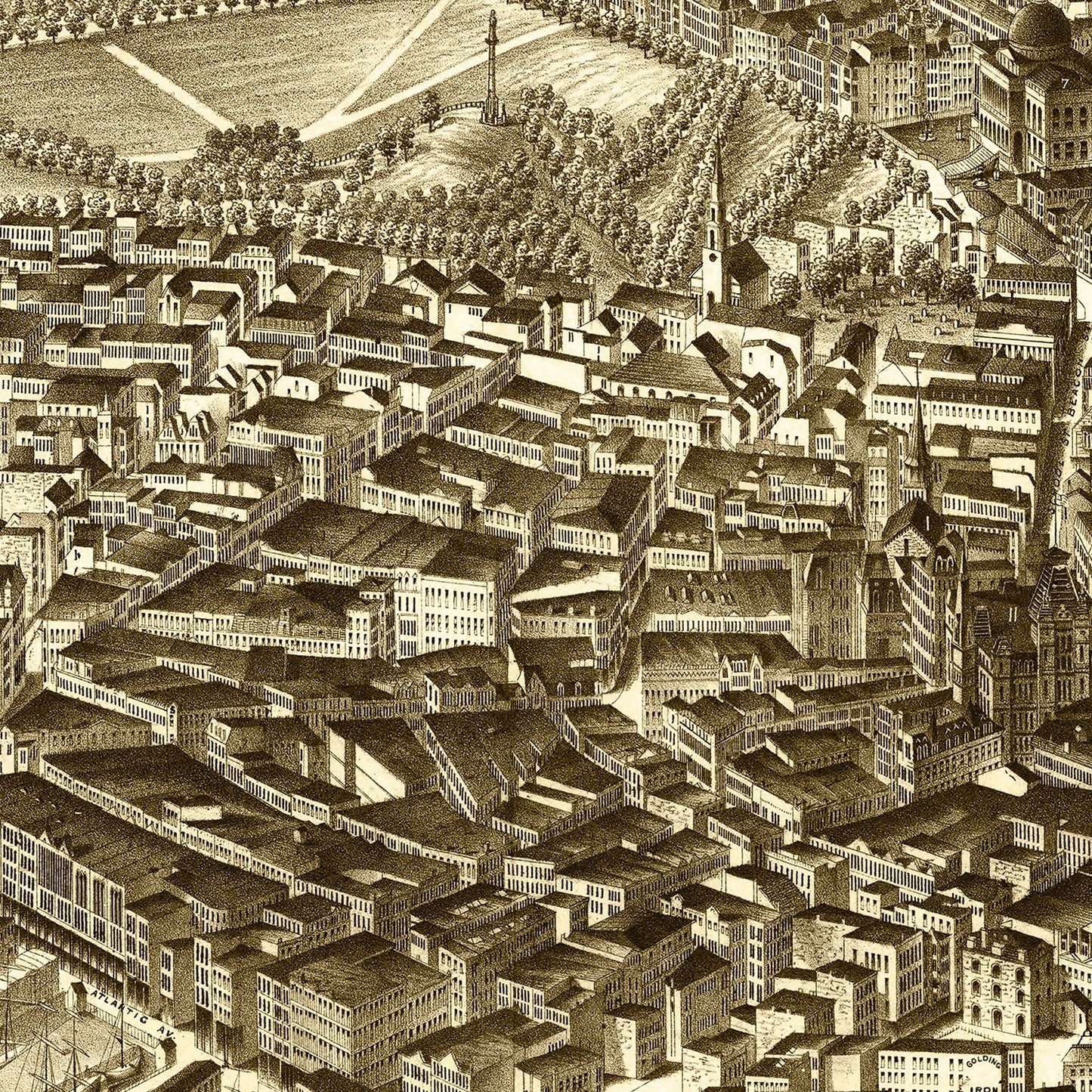 Vintage Map of Boston, Massachusetts 1880