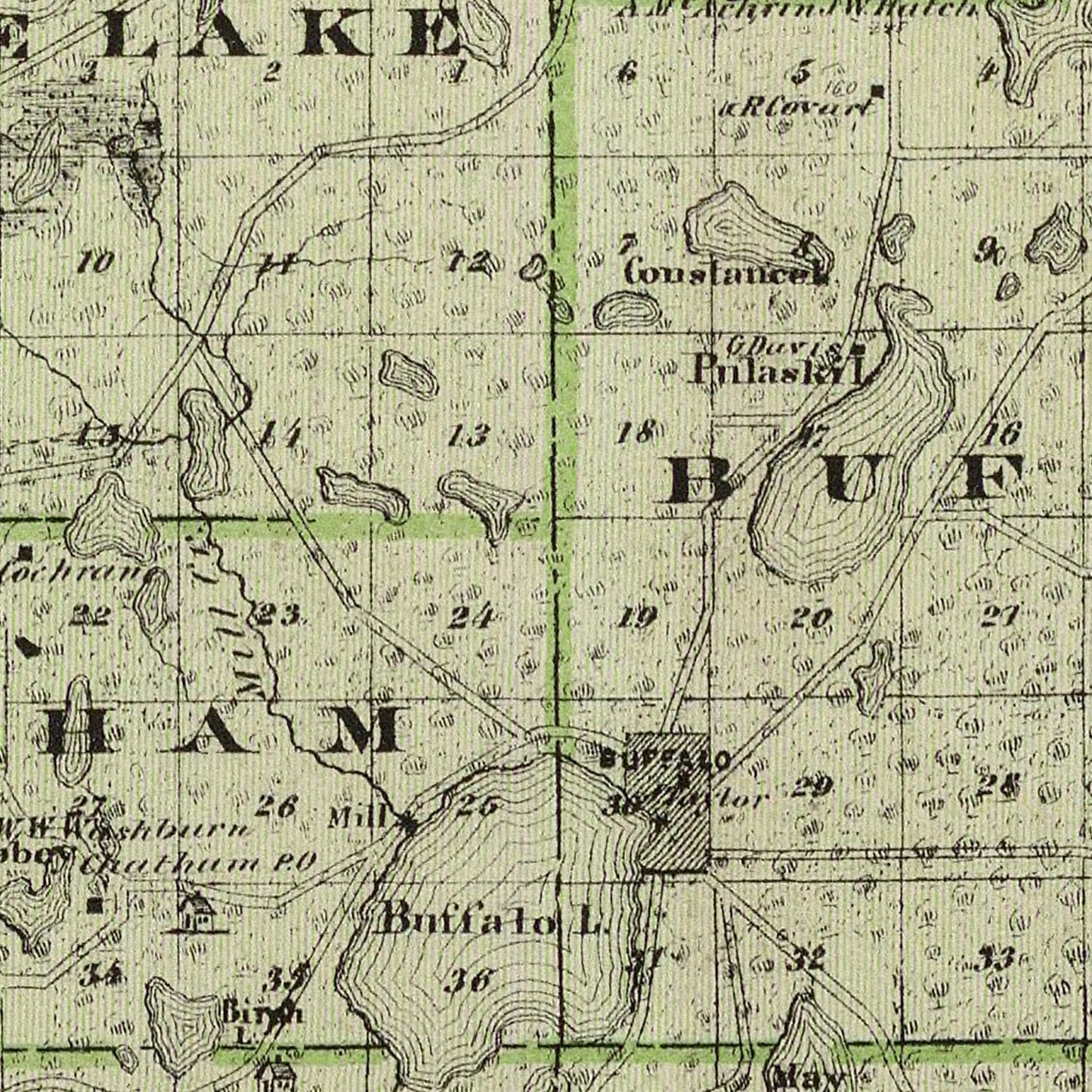Vintage Map of Wright County, Minnesota, 1874
