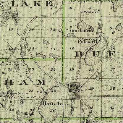 Vintage Map of Wright County, Minnesota, 1874