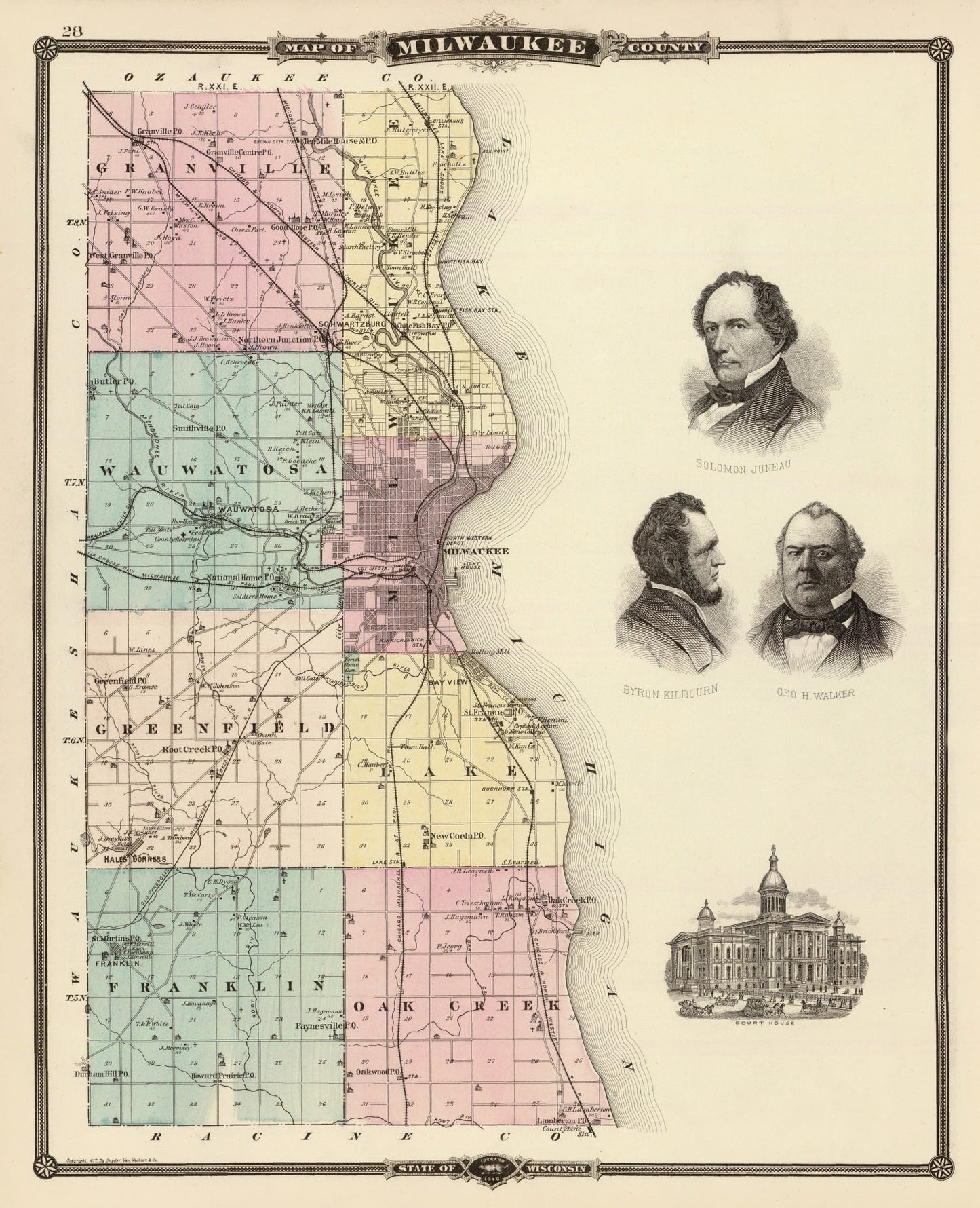 Vintage Map of Milwaukee County, Wisconsin, 1878 II