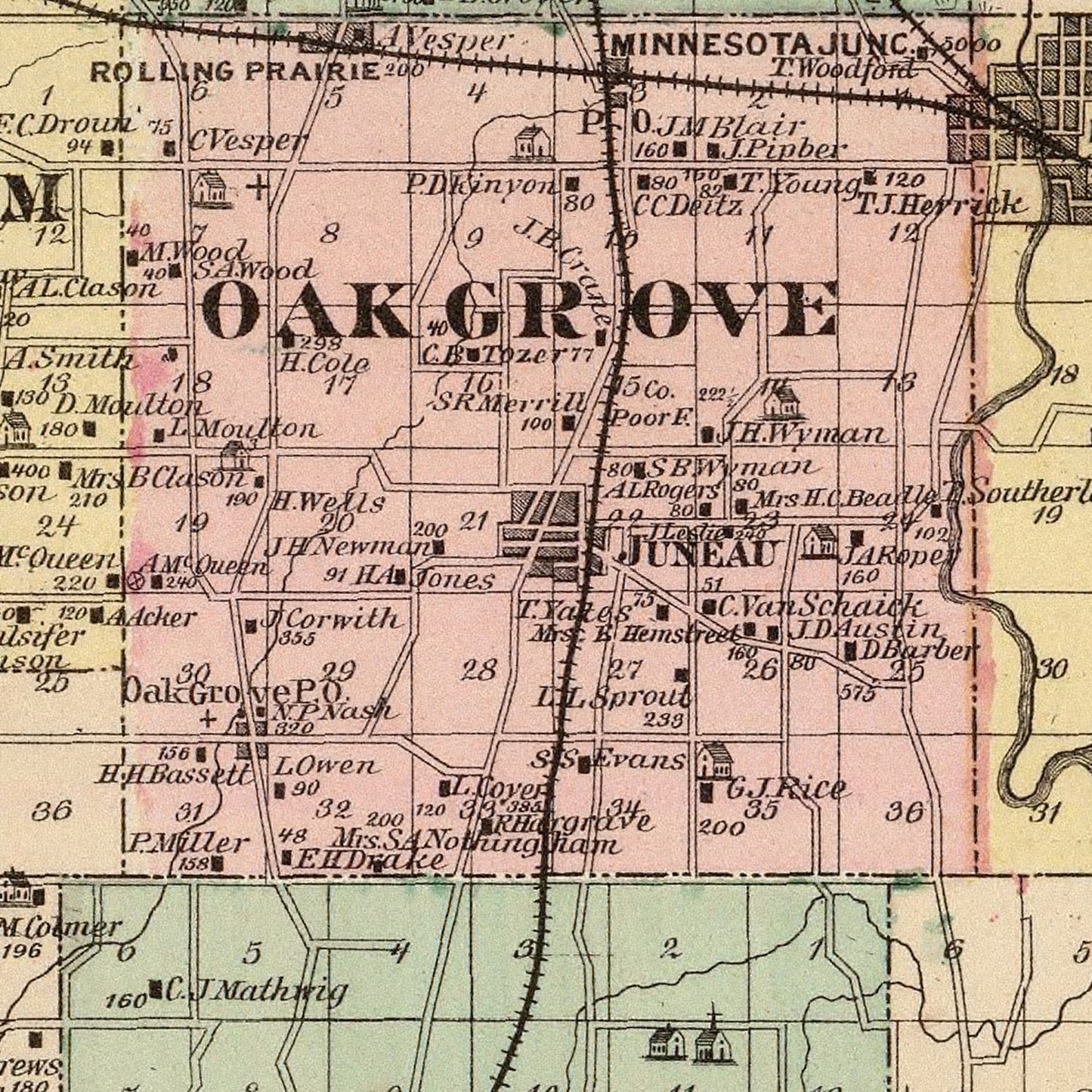 Vintage Map of Dodge County, Wisconsin, 1878