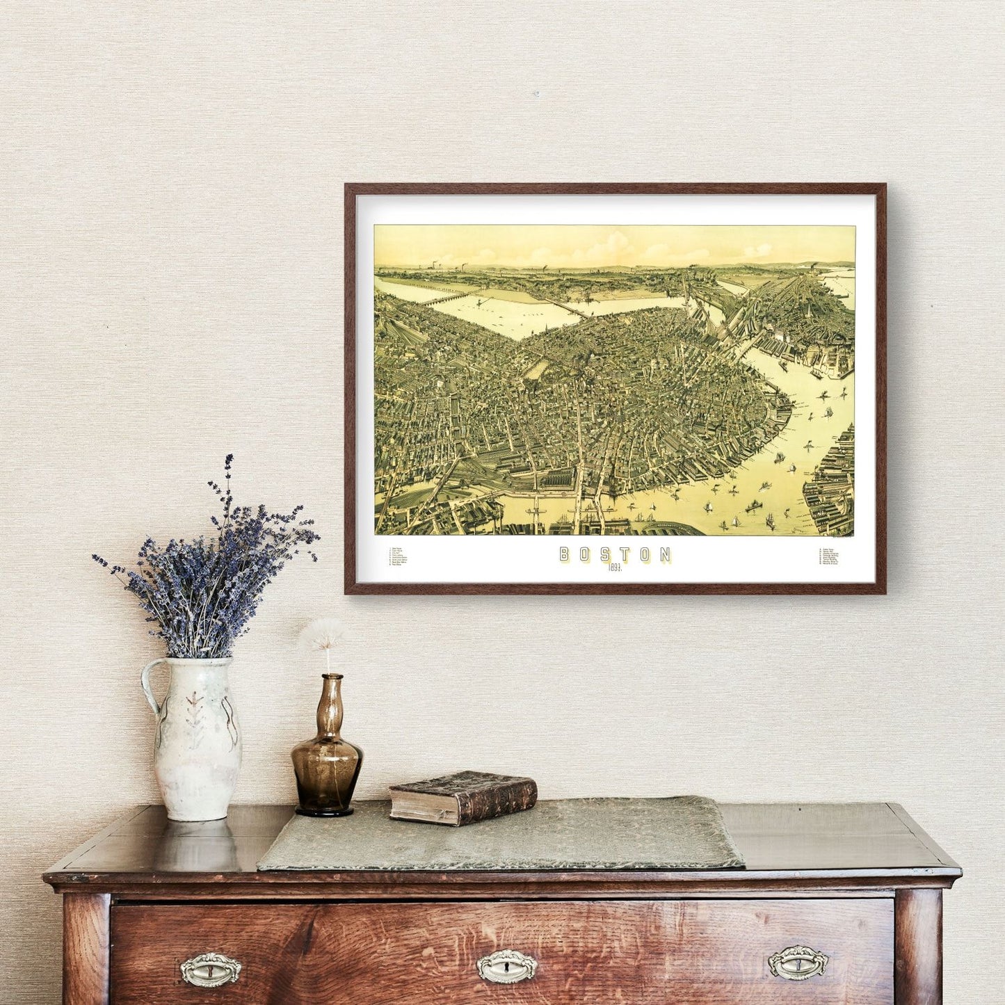 Vintage Map of Boston, Massachusetts 1899 Wall Art