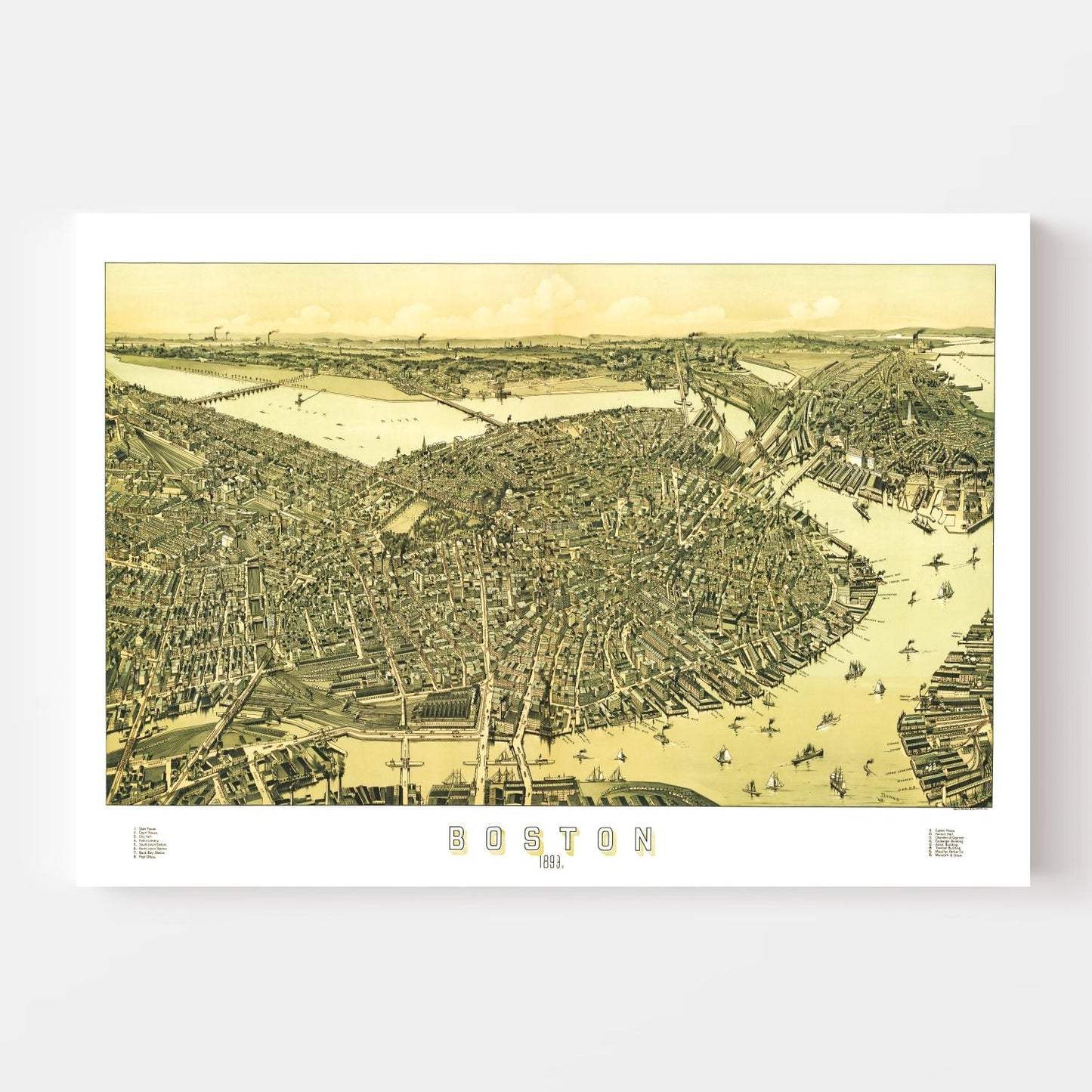Vintage Map of Boston, Massachusetts 1899 Wall Art