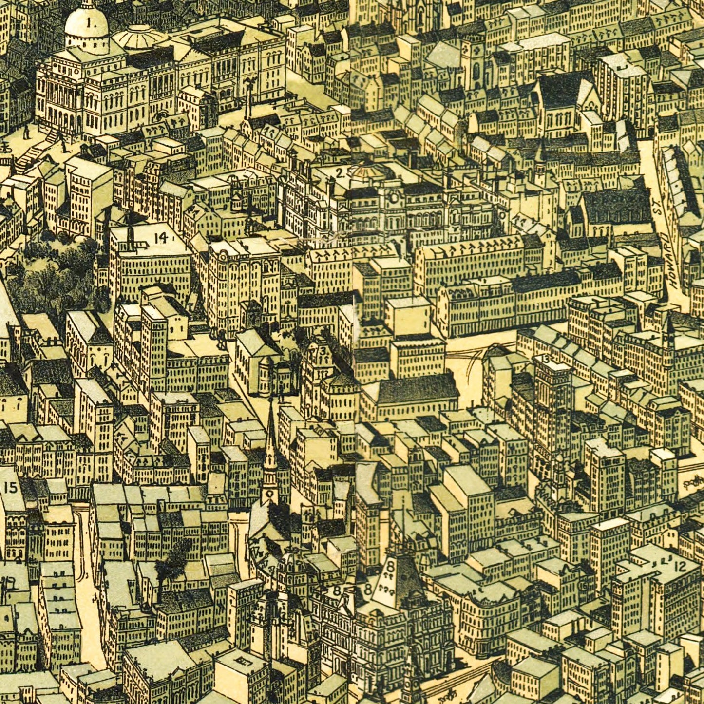 Vintage Map of Boston, Massachusetts 1899 Wall Art