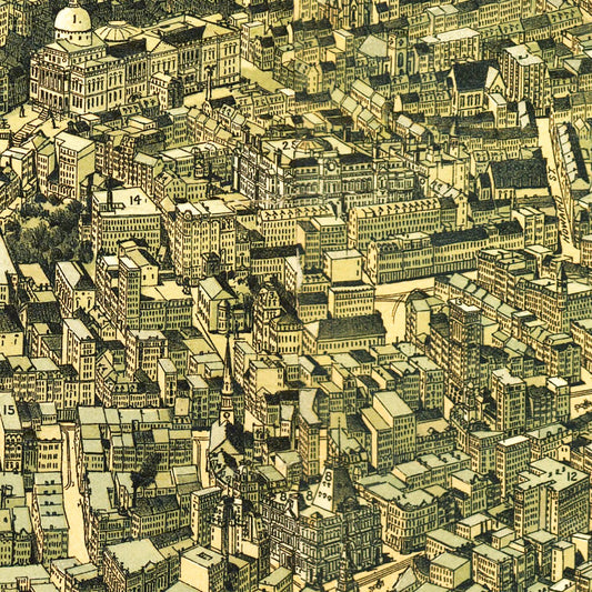 Vintage Map of Boston, Massachusetts 1899 Wall Art