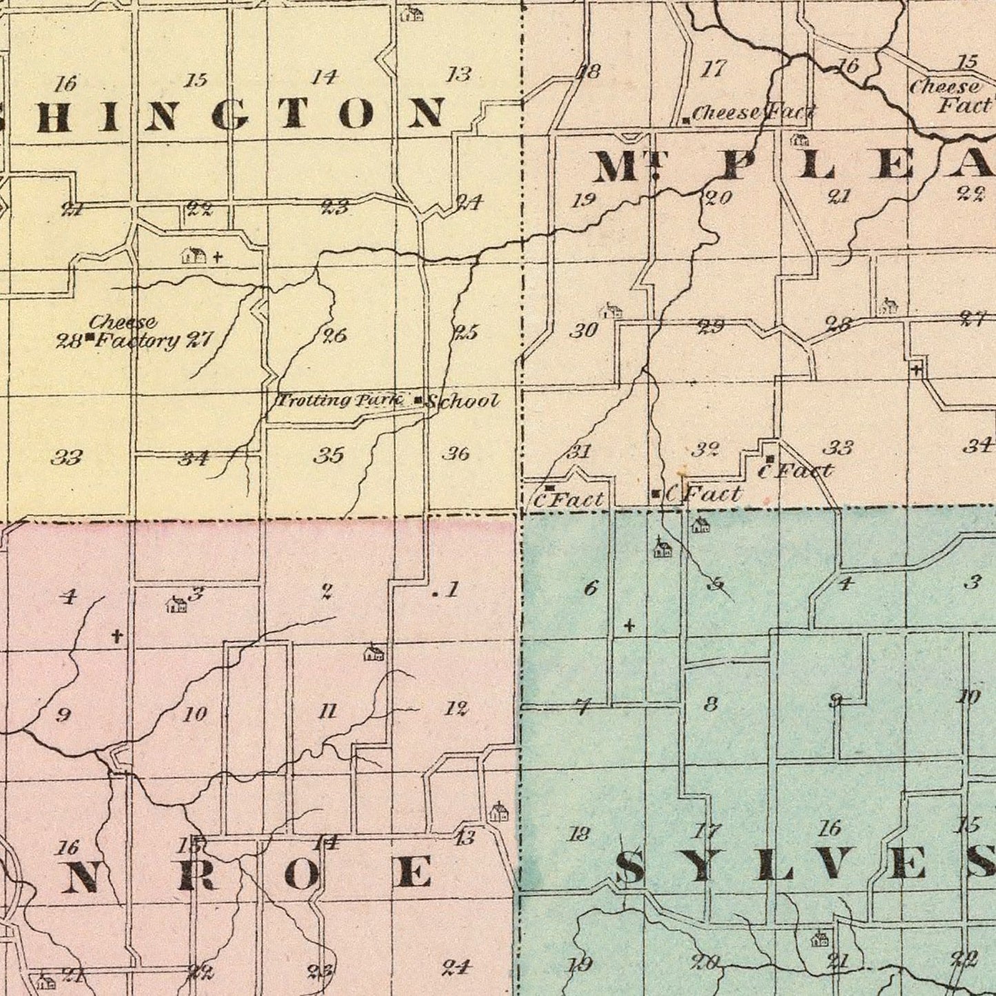 Vintage Map of Green County, Wisconsin, 1878