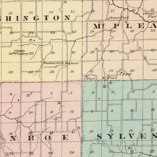 Vintage Map of Green County, Wisconsin, 1878