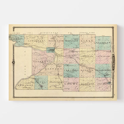 Vintage Map of Columbia County, Wisconsin 1878