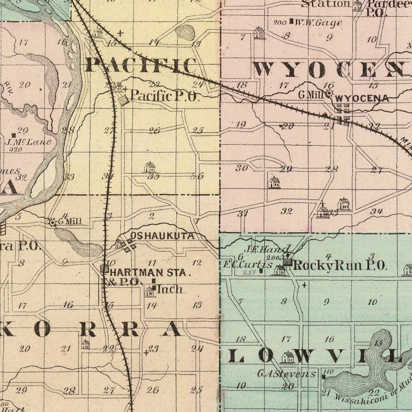 Vintage Map of Columbia County, Wisconsin 1878