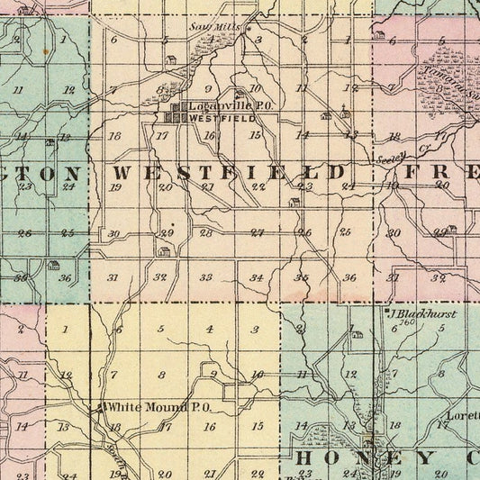 Vintage Map of Sauk County, Wisconsin, 1878