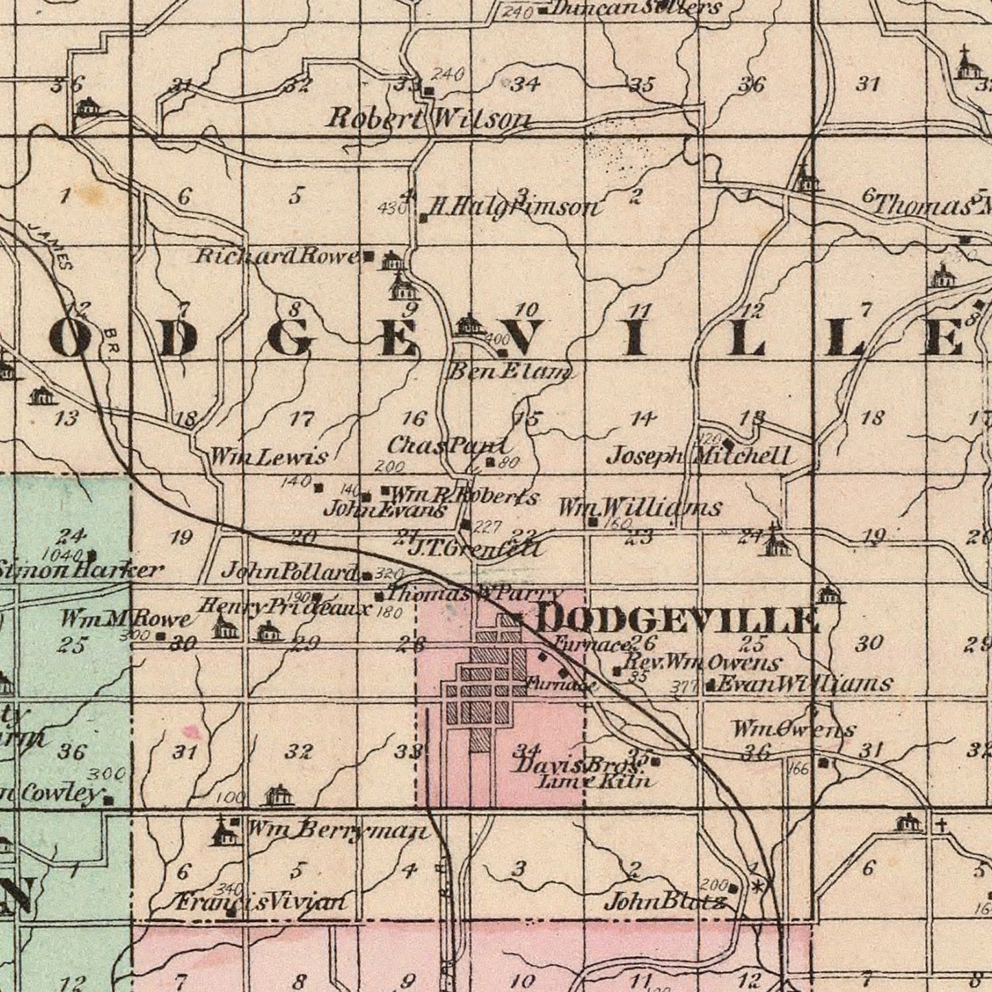 Vintage Map of Iowa County, Wisconsin, 1878