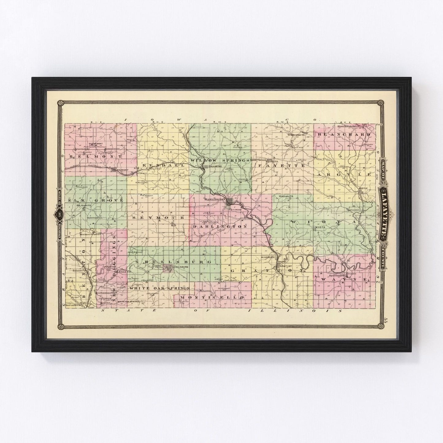 vintage map of Lafayette County, Wisconsin, 1878