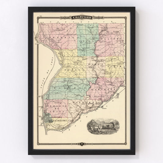 Vintage map of Crawford County, Wisconsin, 1878
