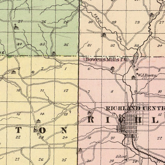 Vintage Map of Richland County, Wisconsin, 1878