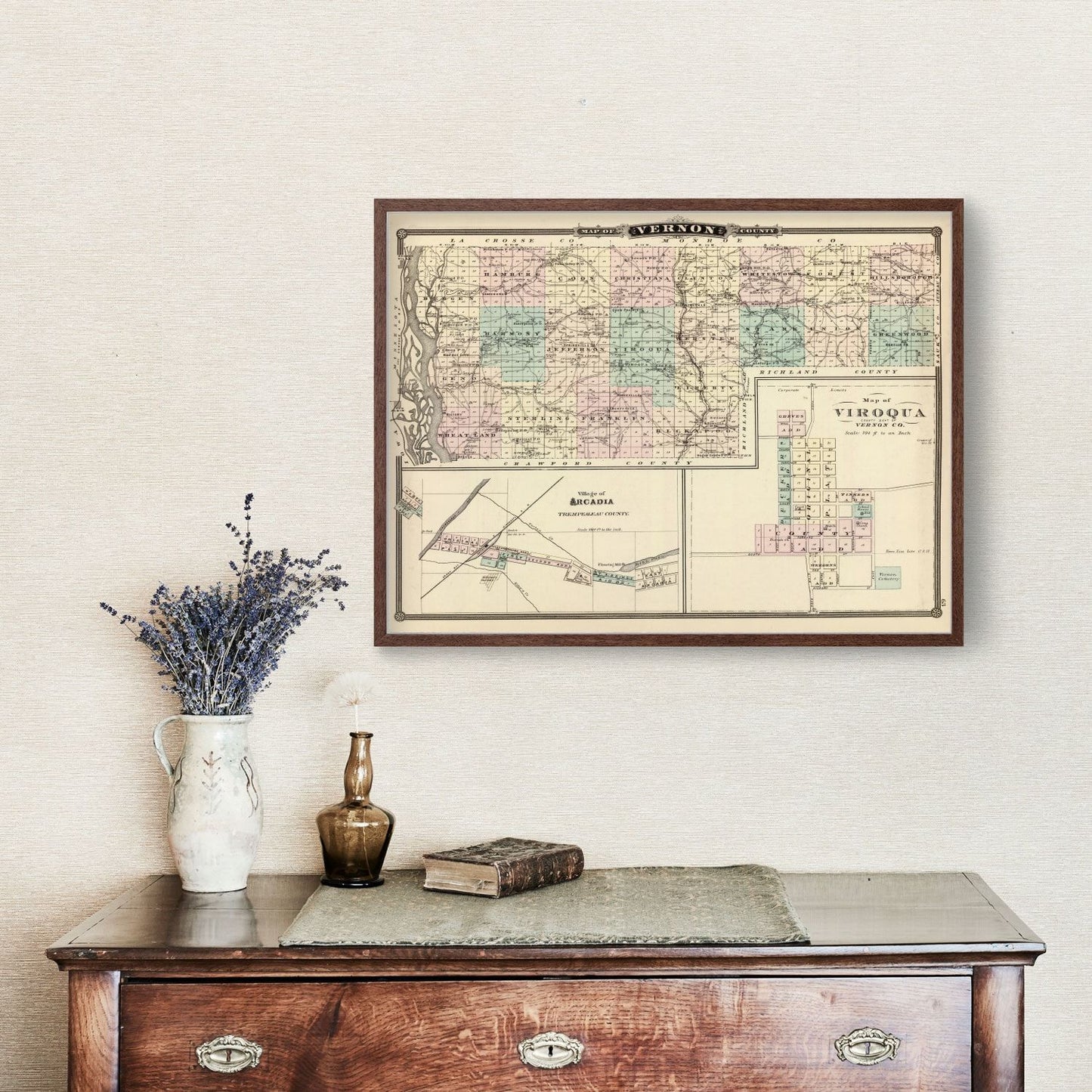 Vintage Map of Vernon County, Wisconsin, 1878
