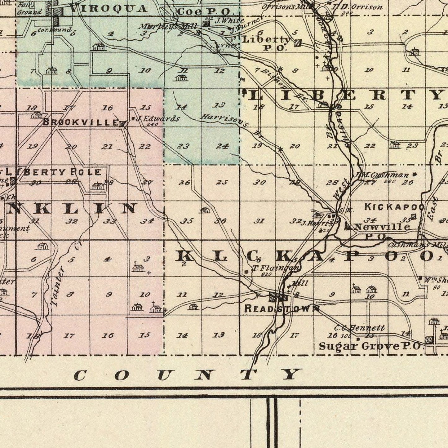 Vintage Map of Vernon County, Wisconsin, 1878