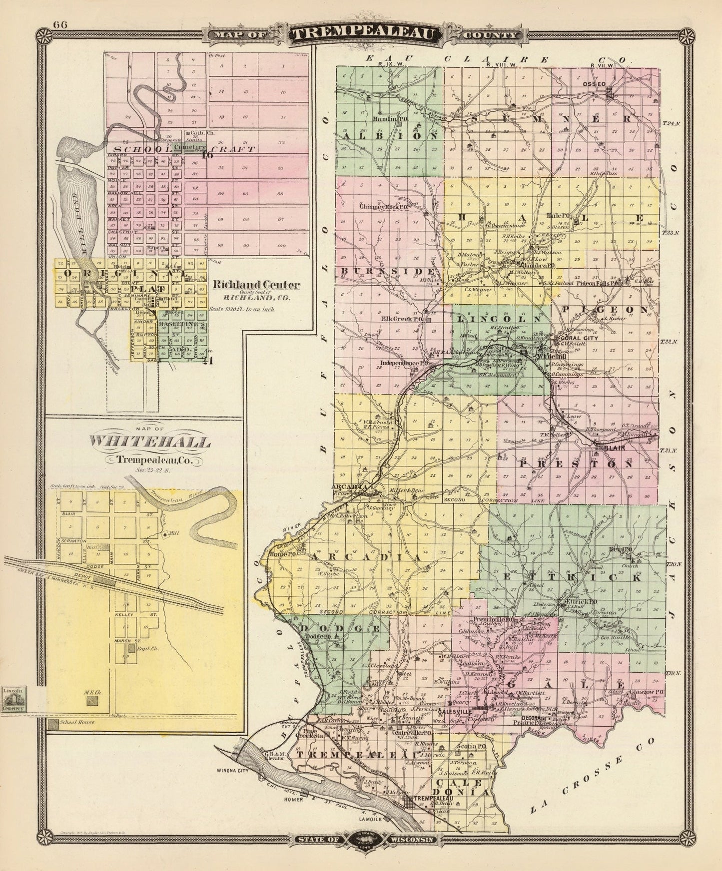 Vintage Map of Trempealeau County, Wisconsin, 1878
