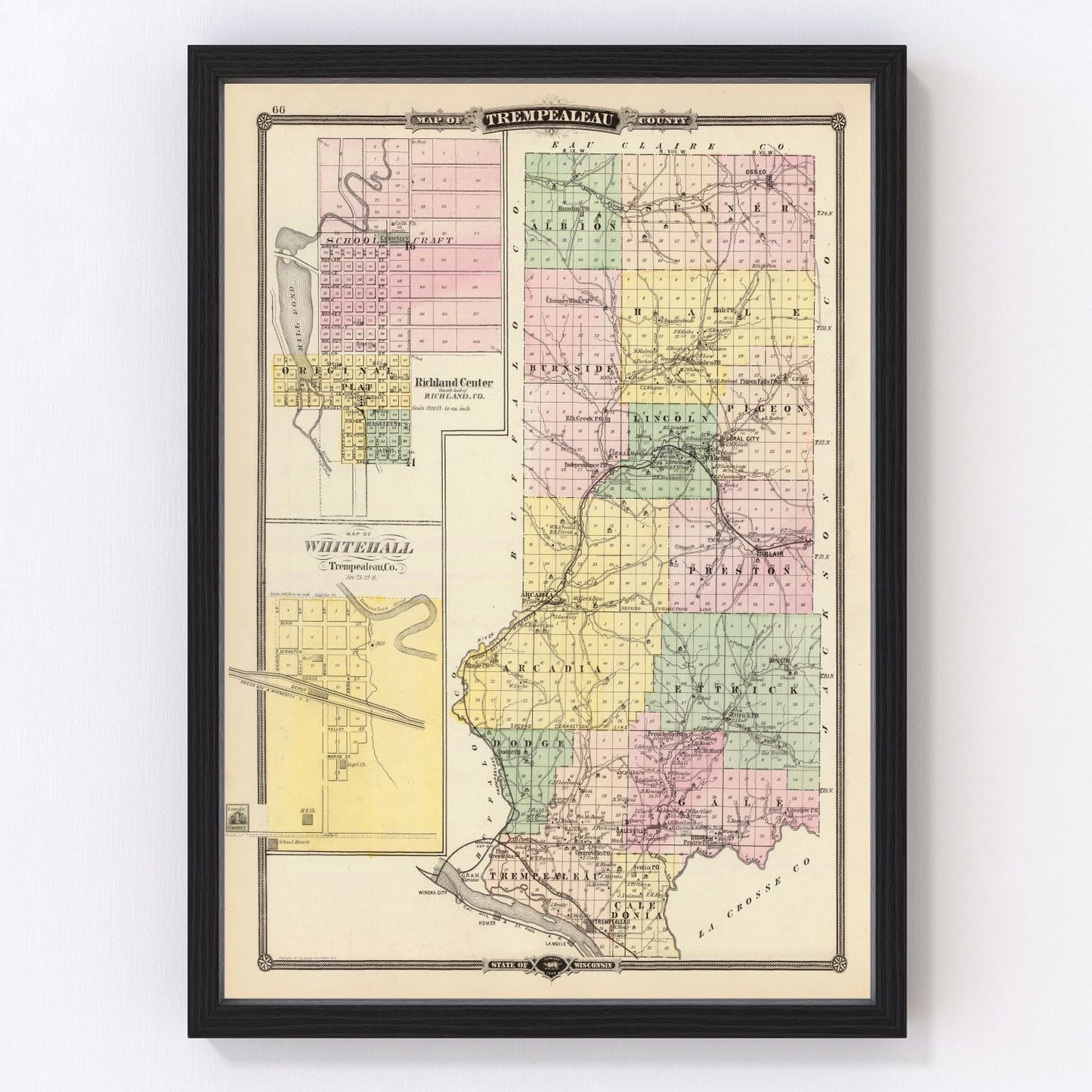 Vintage map of Trempealeau County, Wisconsin, 1878