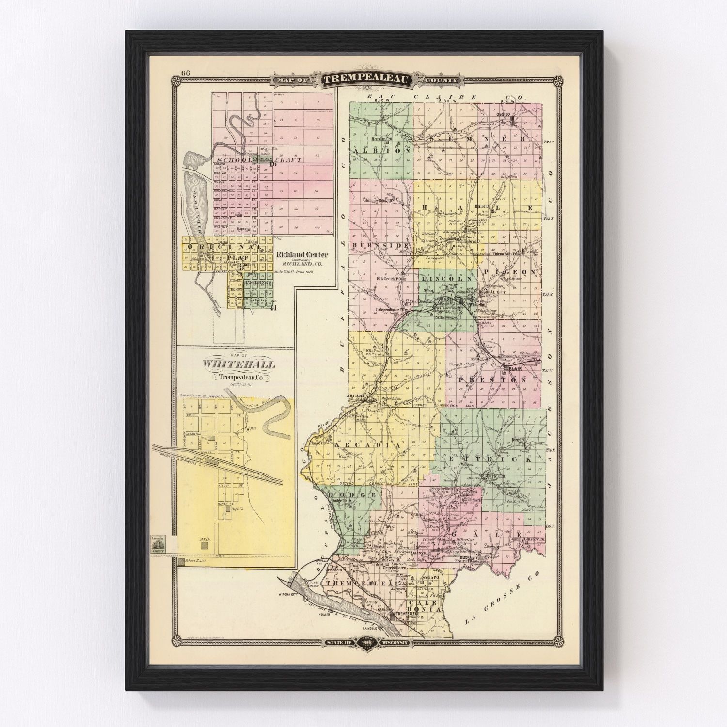 Vintage map of Trempealeau County, Wisconsin, 1878