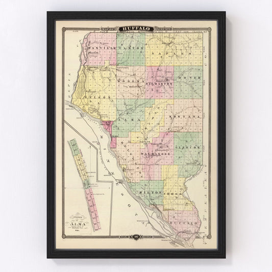 Vintage map of Buffalo County, Wisconsin, 1878