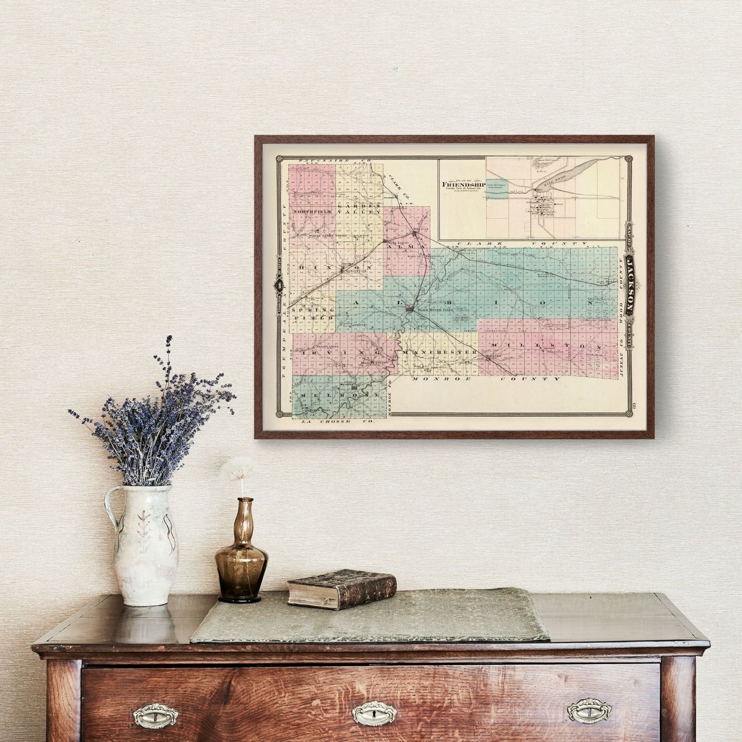 Vintage Map of Jackson County, Wisconsin, 1878